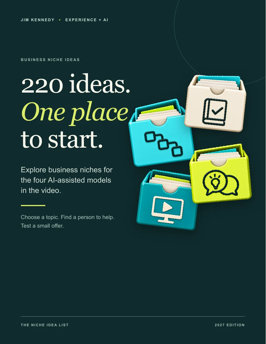 Guide cover: 220 ideas. One place to start. Illustrated with four colourful boxes representing the business models.